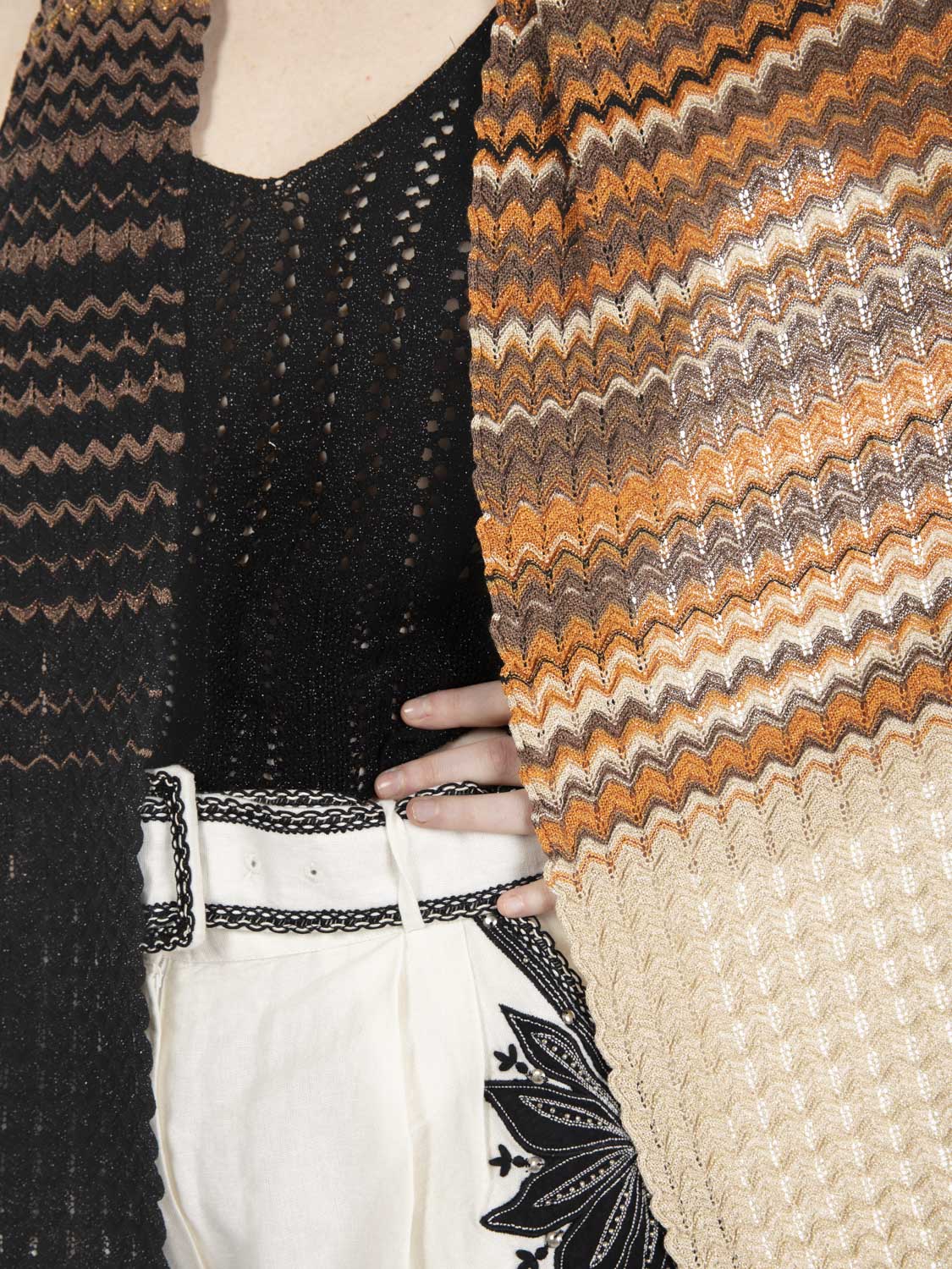 Foulard in maglia degradé marrone / multicolor