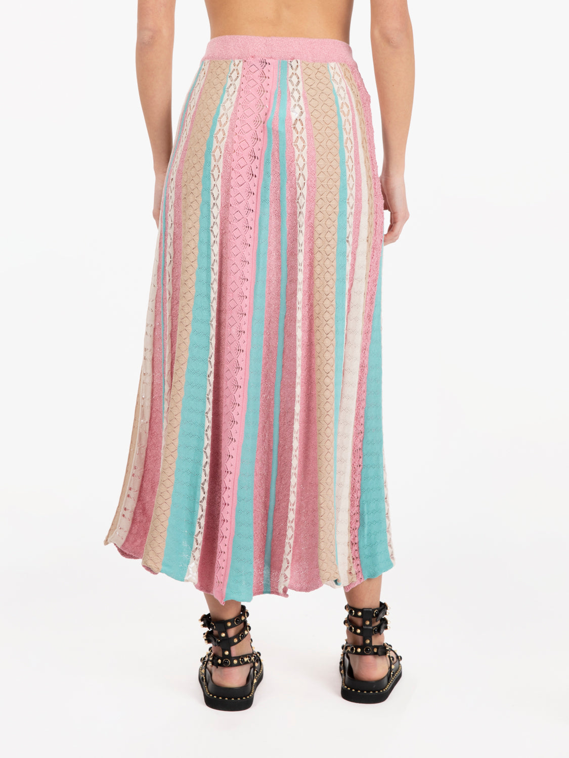 Gonna a ruota punto pizzo multicolor