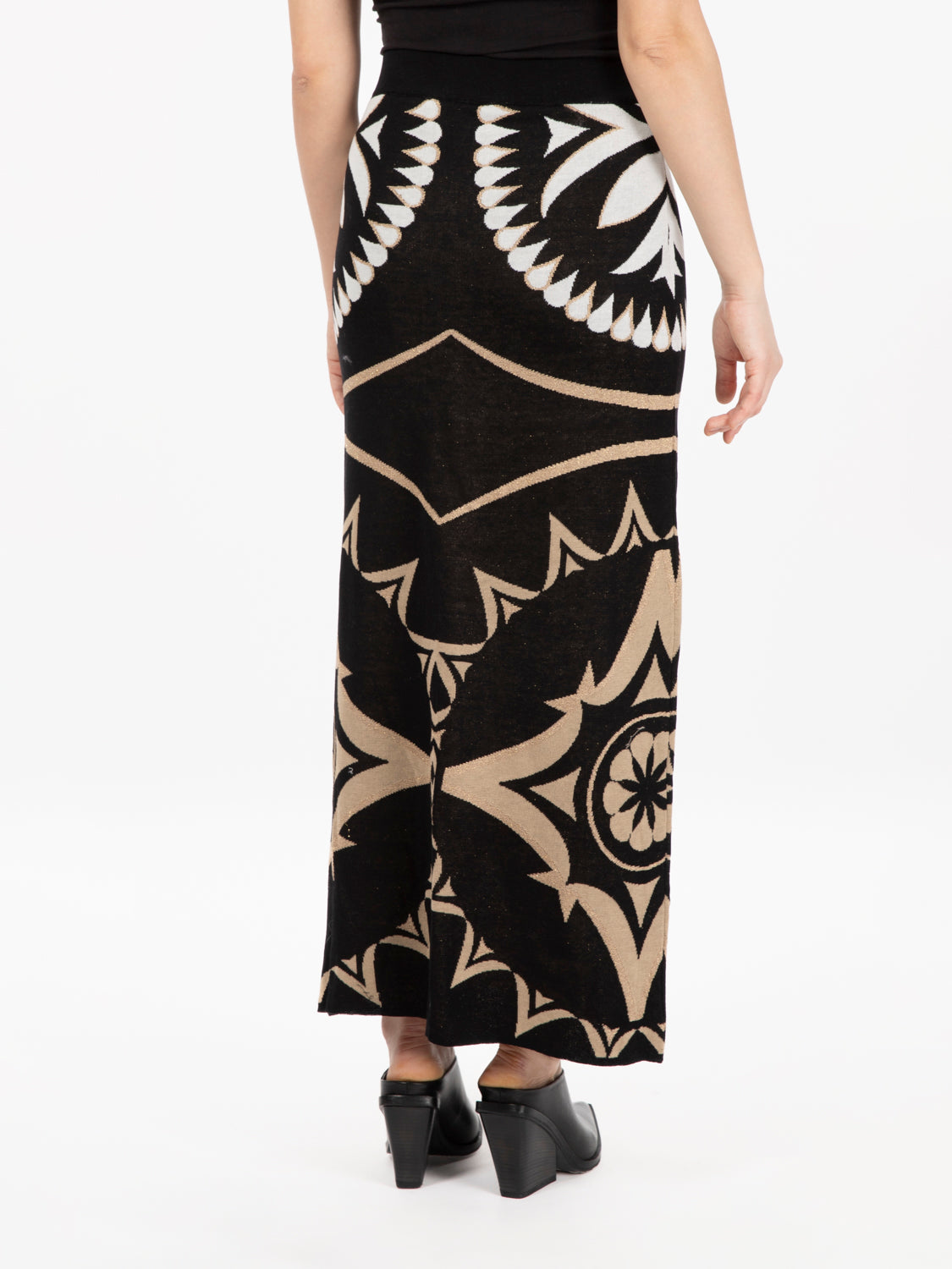Gonna midi jacquard nero / multicolor