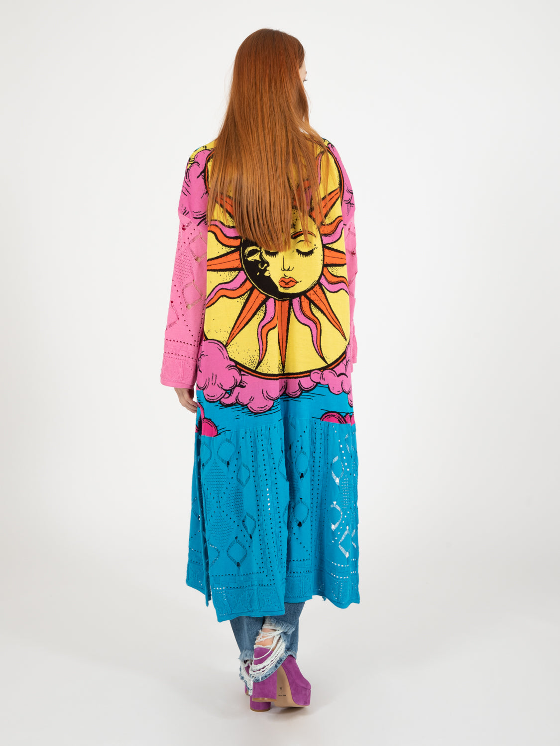Kimono lungo in viscosa pattern sole