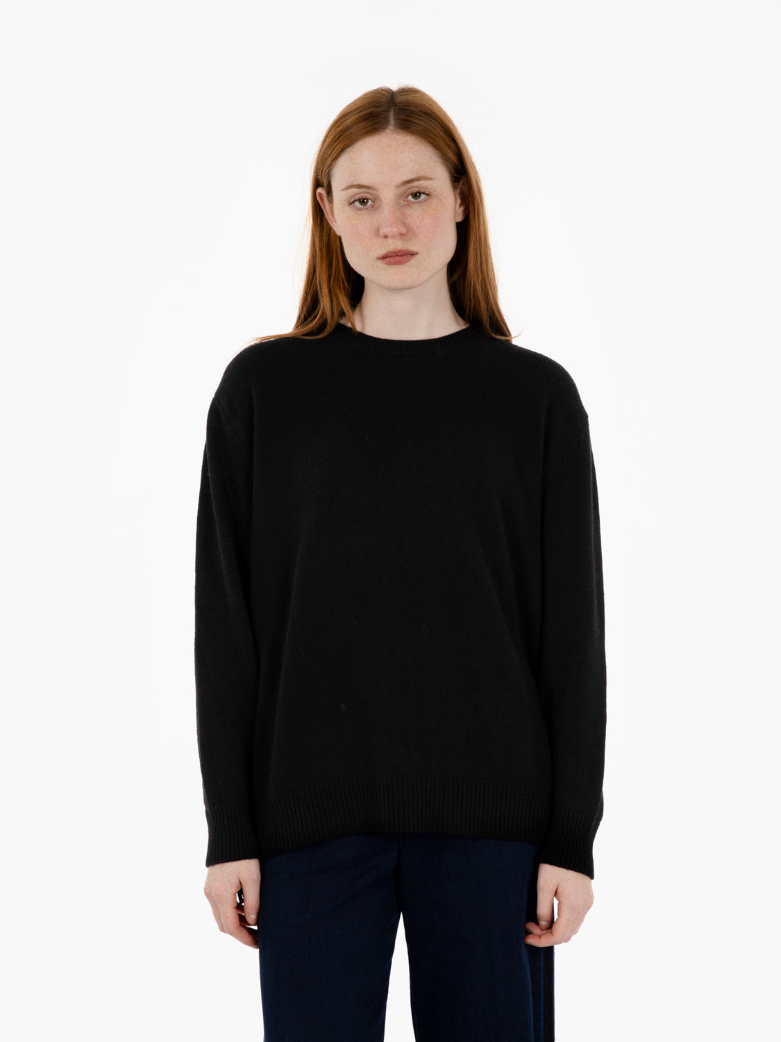 Maglia girocollo con frange nero