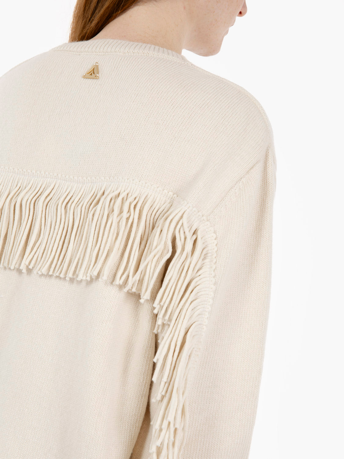 Maglia girocollo con frange snow