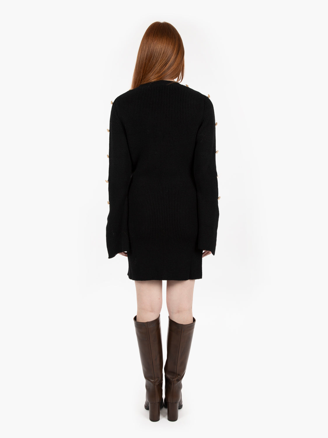 Minidress con spacchi sulle maniche nero