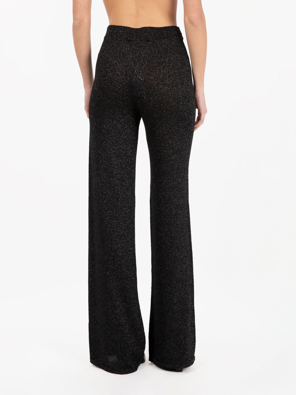 Pantalone in maglia lurex nero