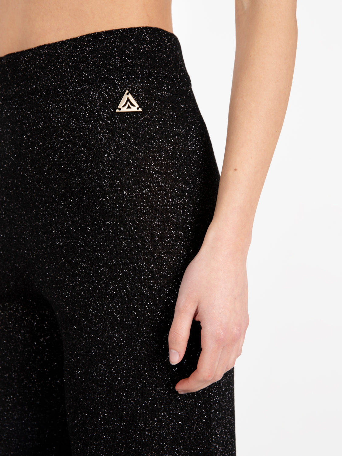 Pantalone in maglia lurex nero