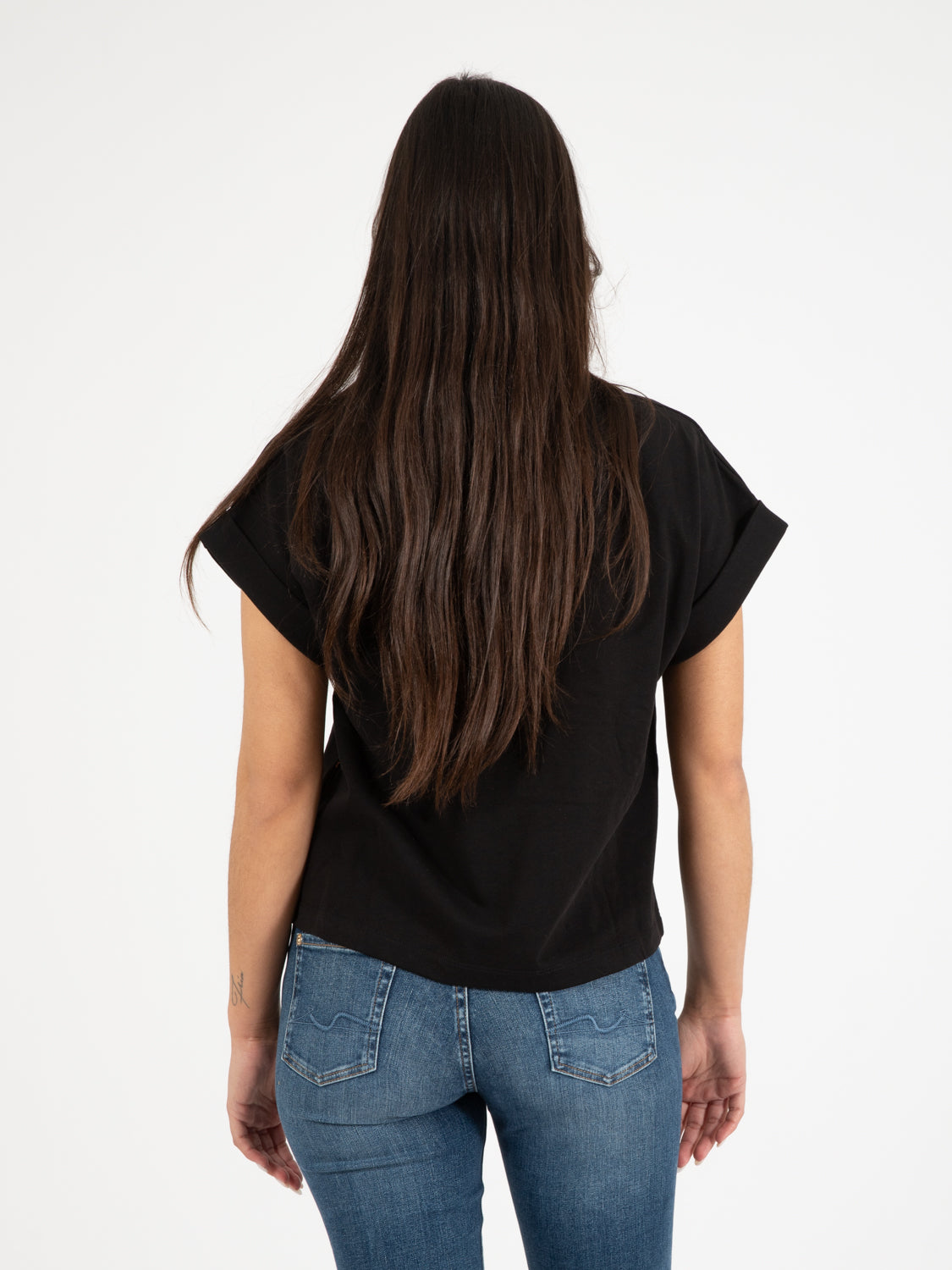 T-shirt ricamo tigre nera