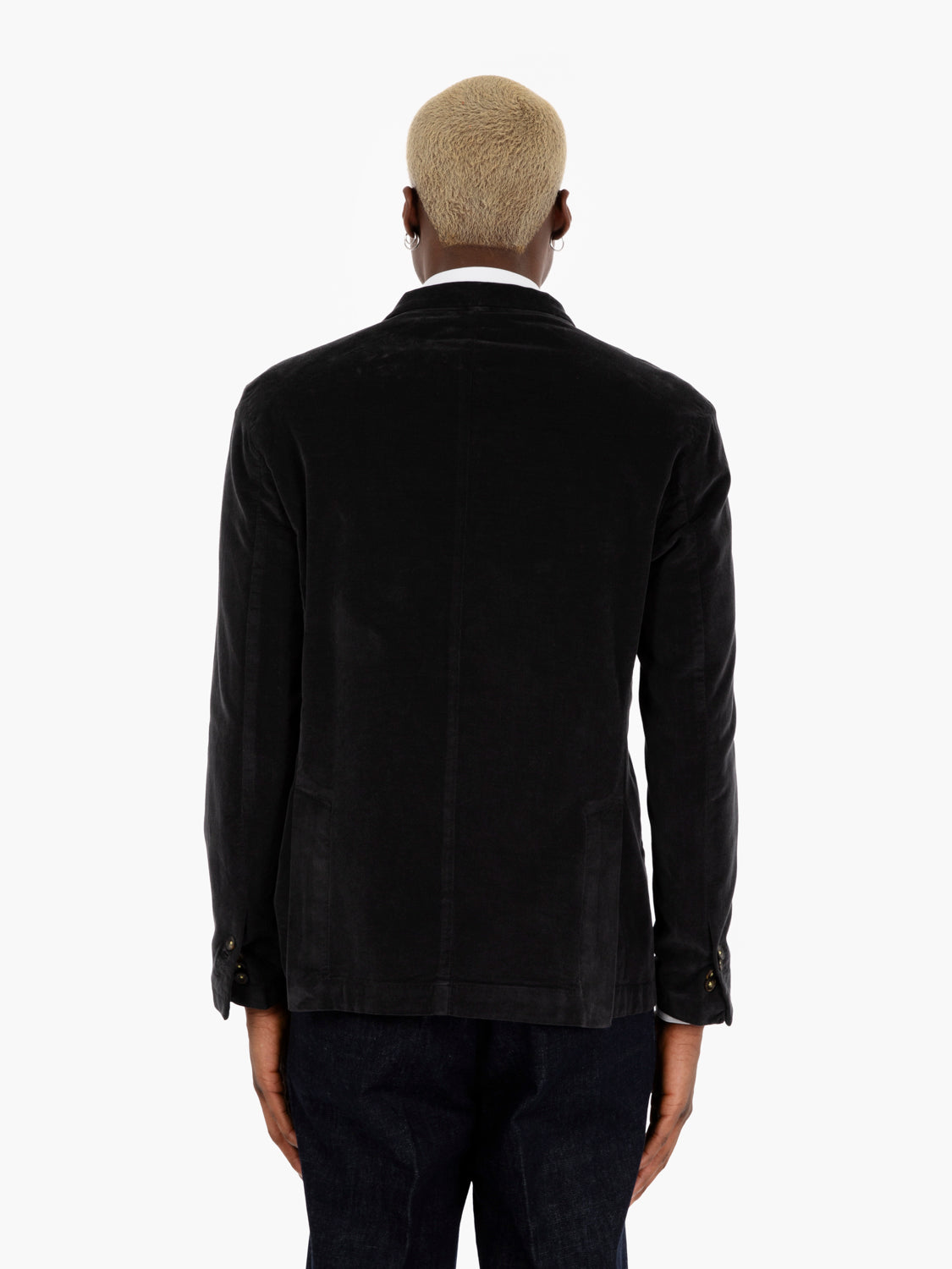 Blazer doppiopetto in velluto antracite