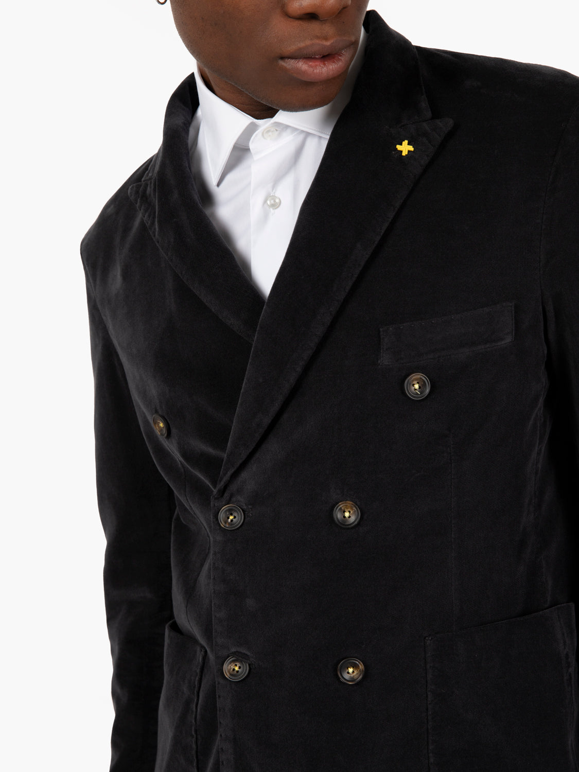 Blazer doppiopetto in velluto antracite