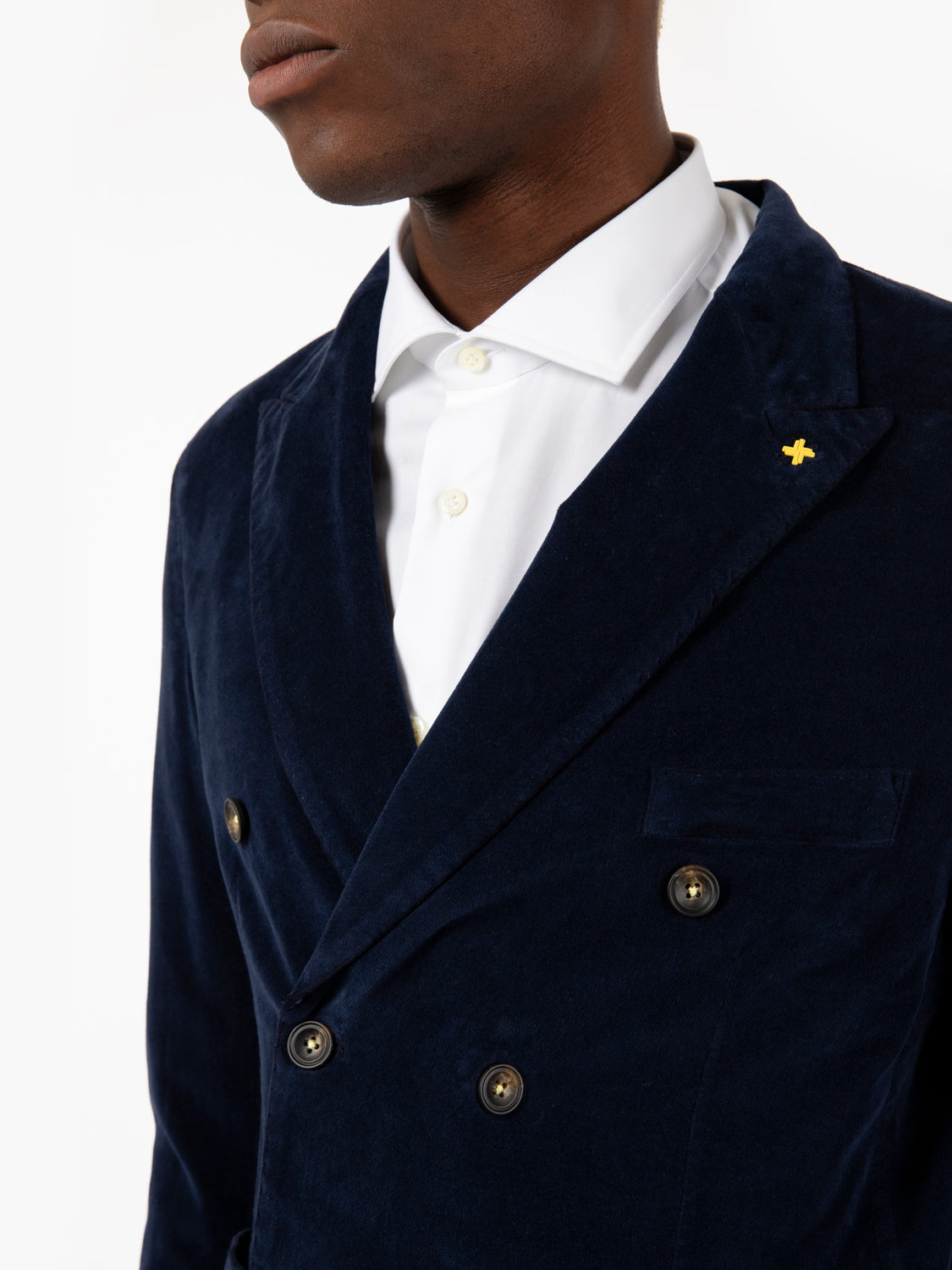 Blazer doppiopetto in velluto navy