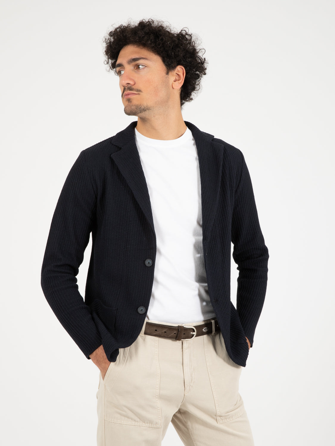 Blazer in maglia lavorata blu