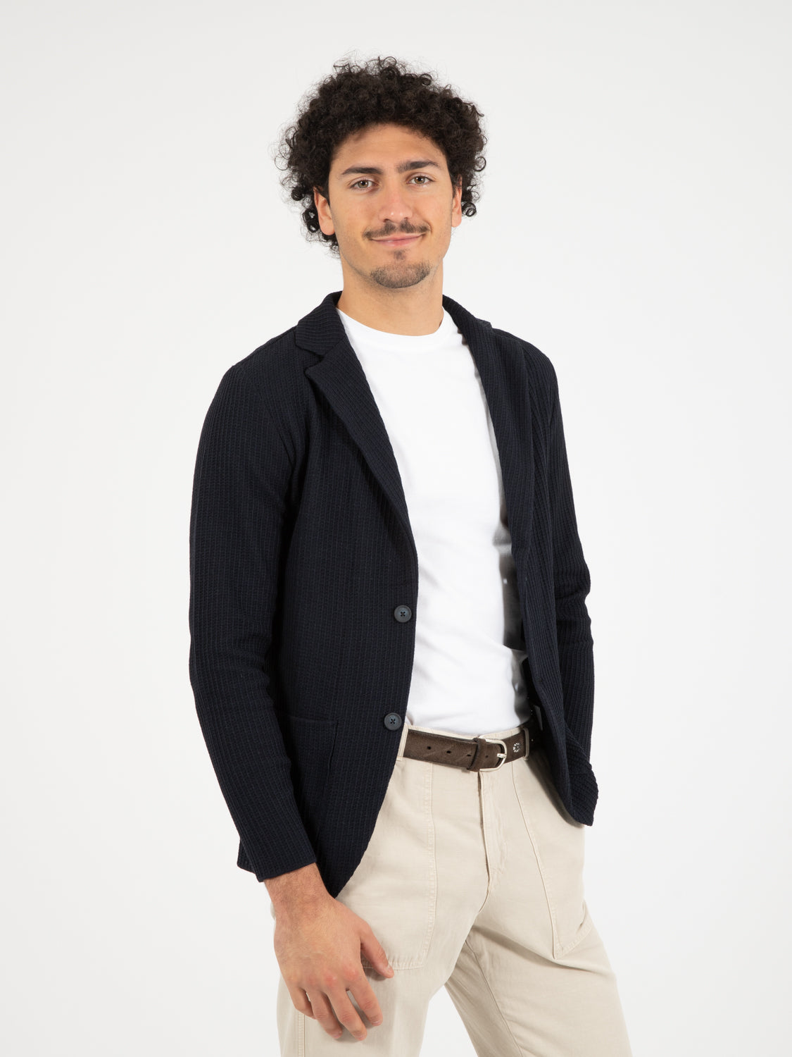 Blazer in maglia lavorata blu