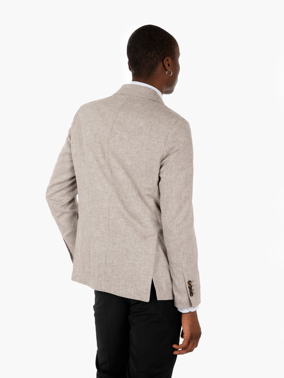 Blazer monopetto cotone e lino moro