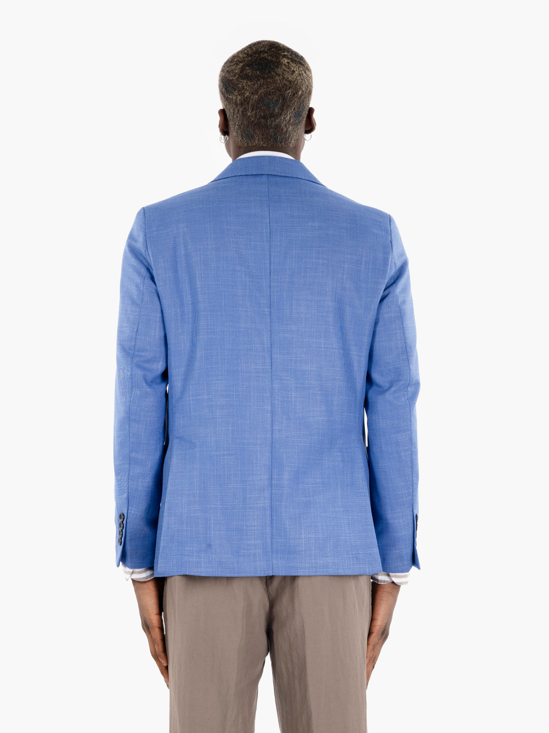 Blazer monopetto microfantasia azzurro