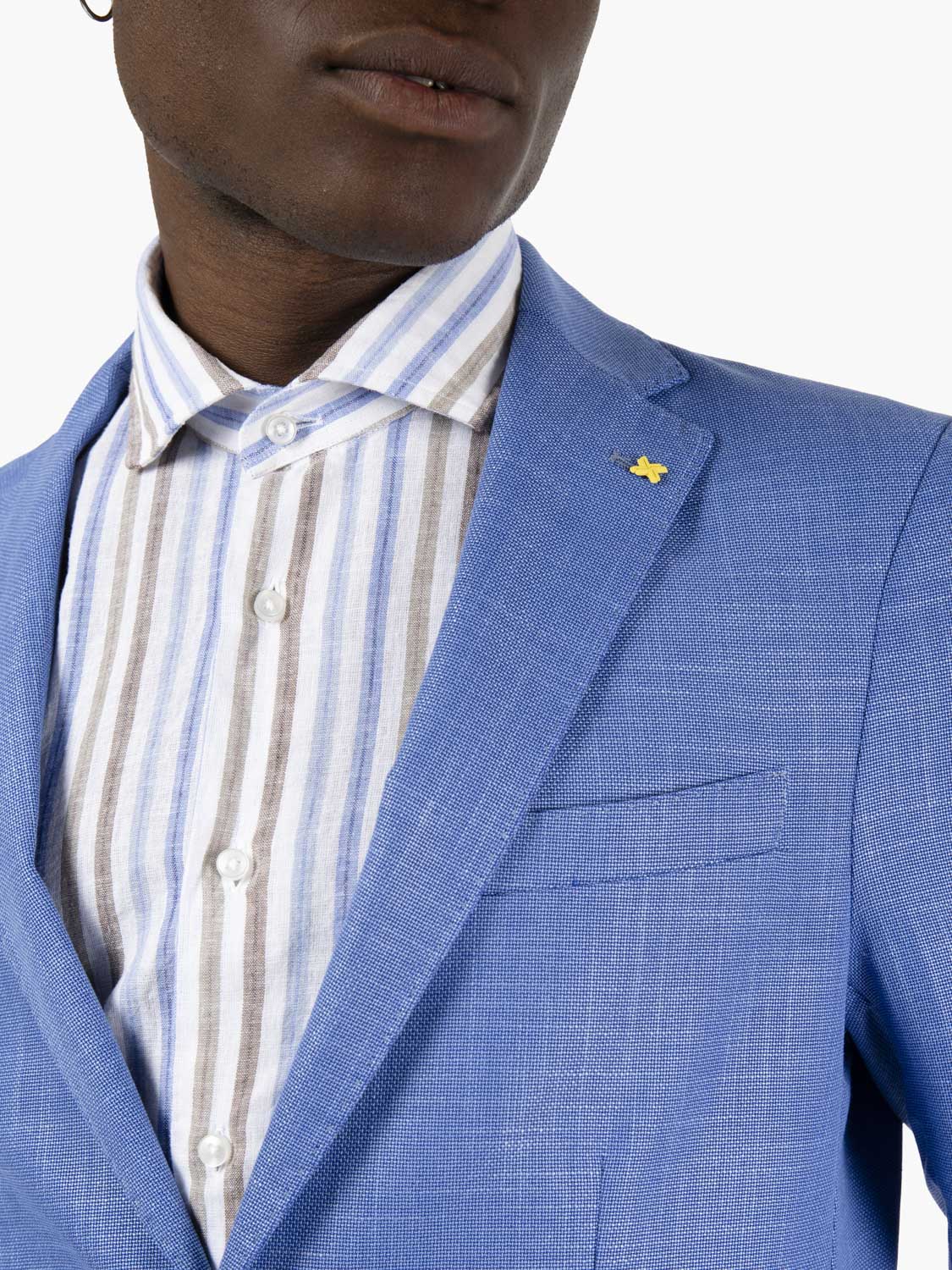 Blazer monopetto microfantasia azzurro