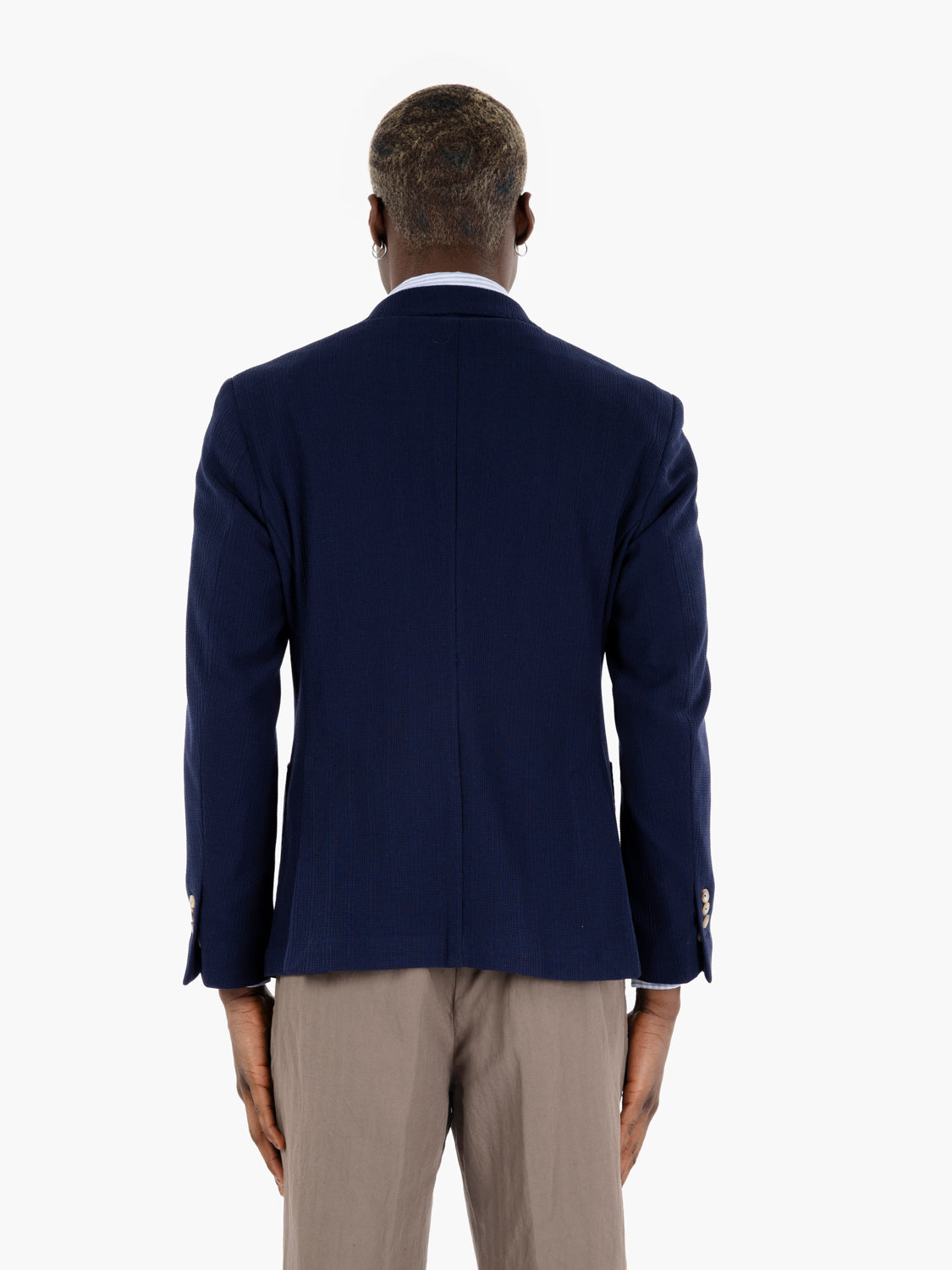 Blazer tessuto operato navy