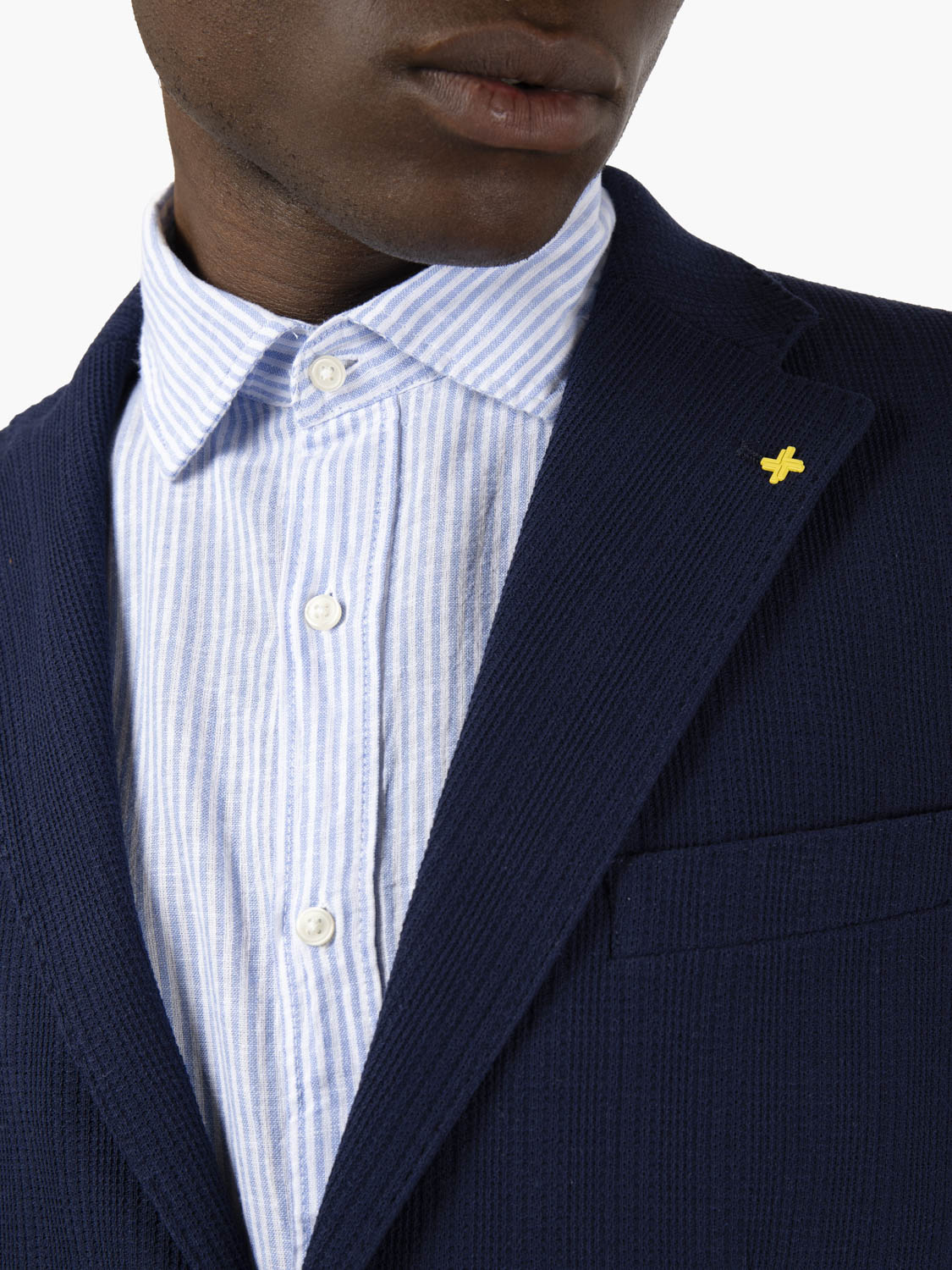 Blazer tessuto operato navy