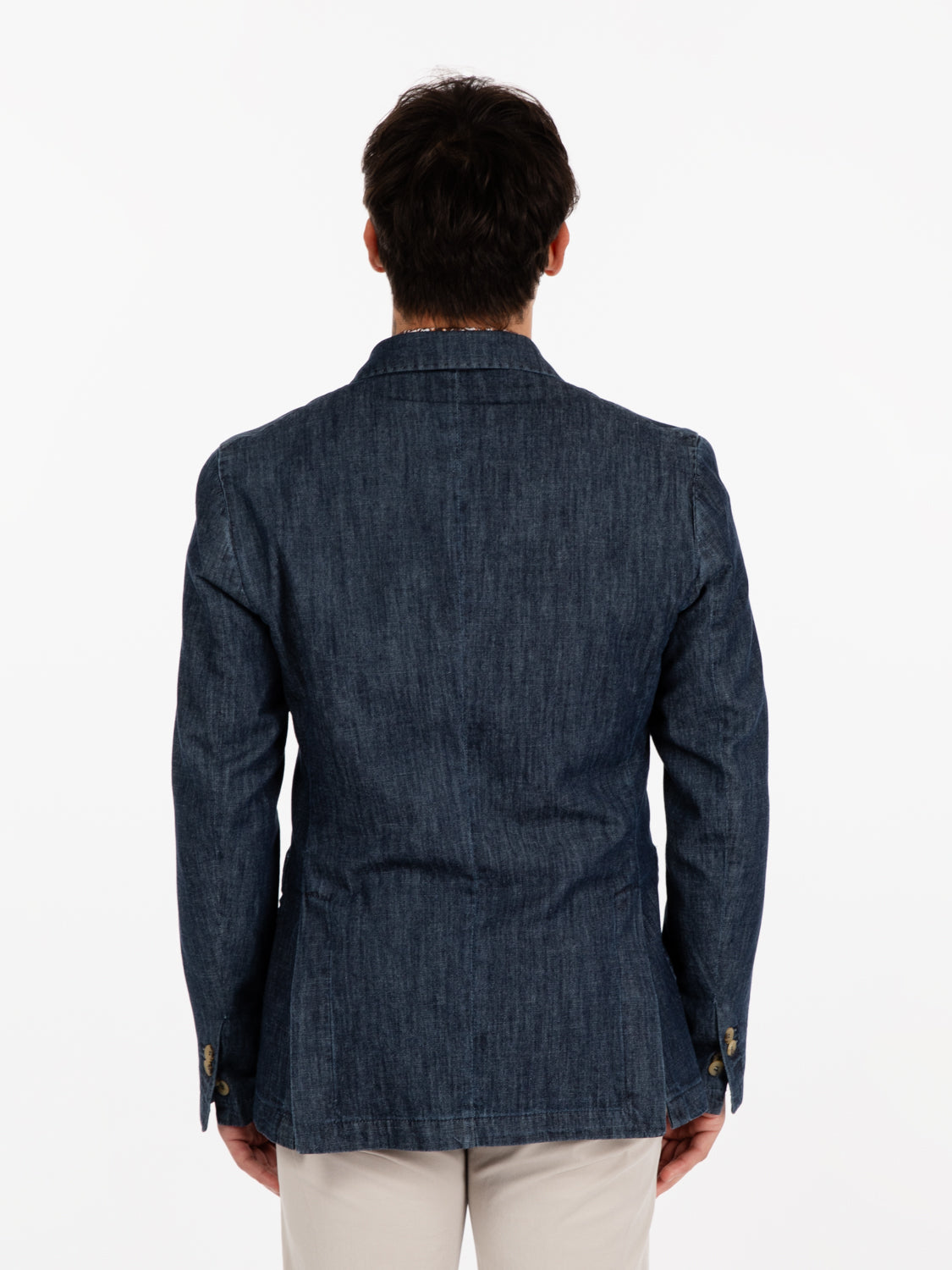 Indigo denim double breasted jacket