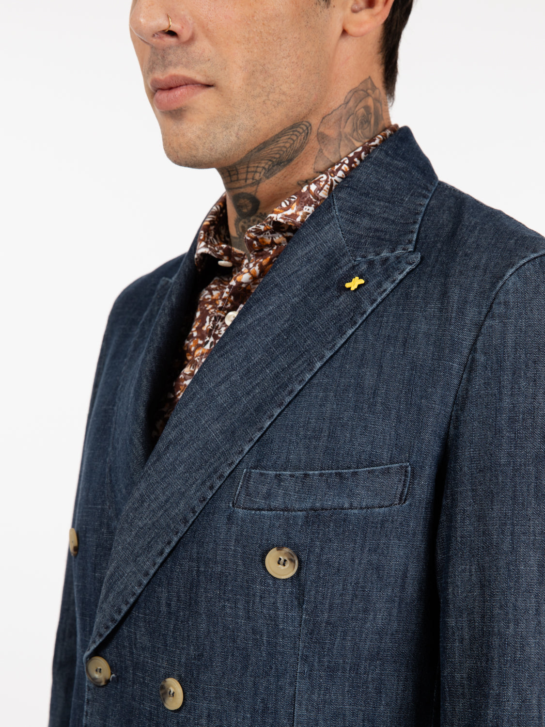 Indigo denim double breasted jacket