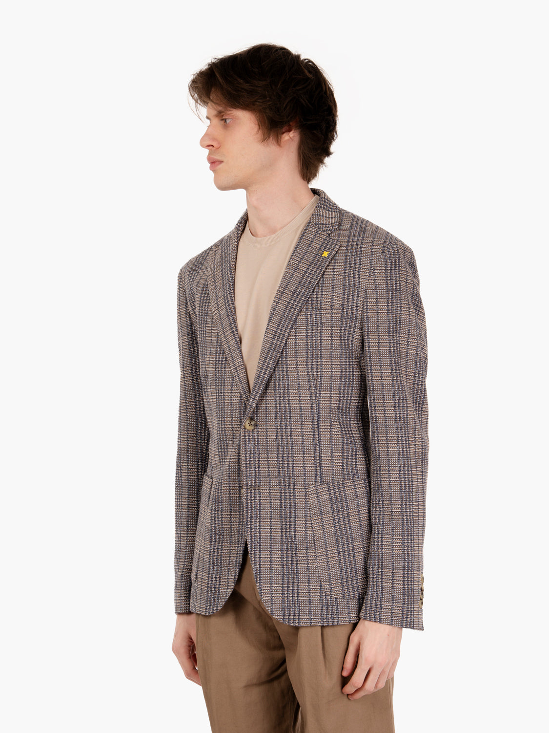 Giacca monopetto a quadri moro / blu