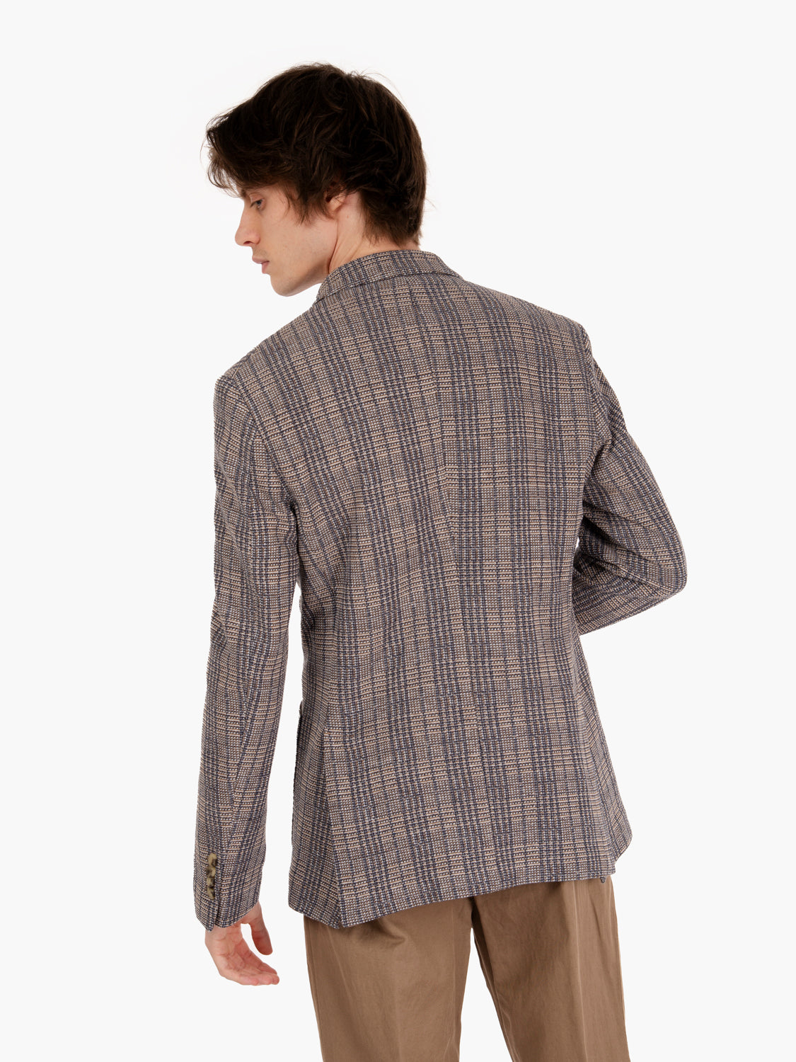 Giacca monopetto a quadri moro / blu