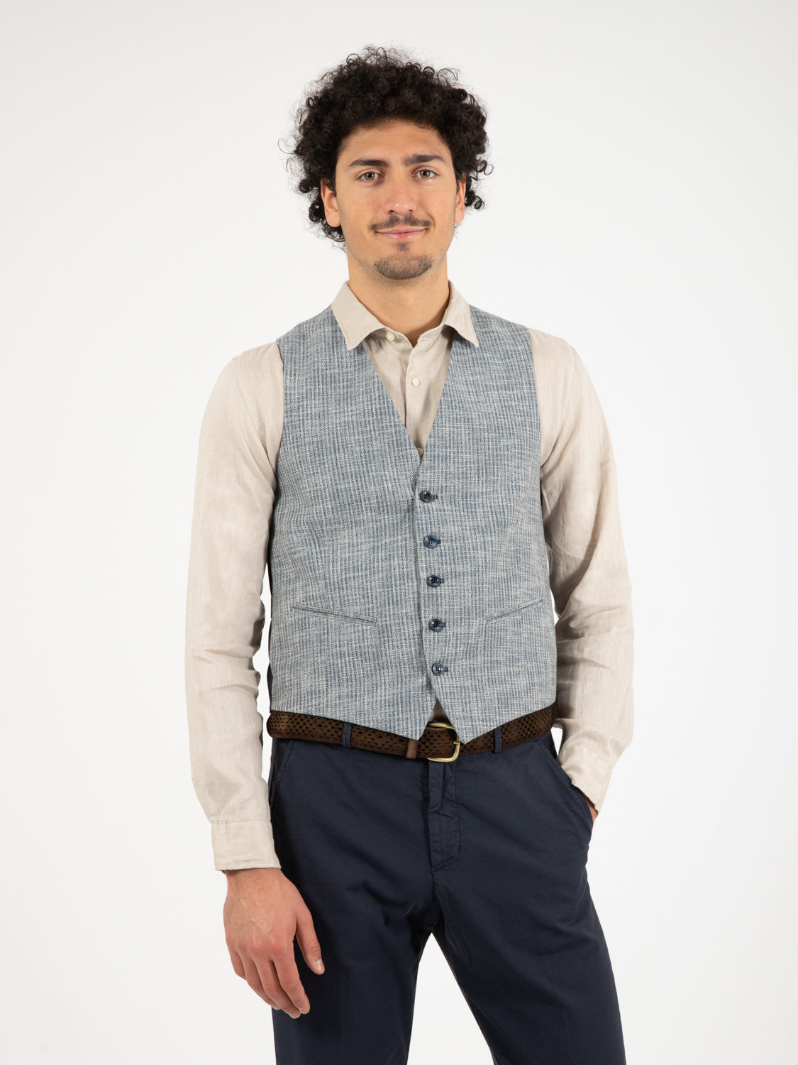 Gilet microfantasia blu