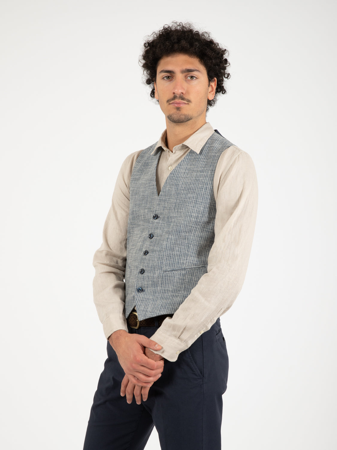 Gilet microfantasia blu