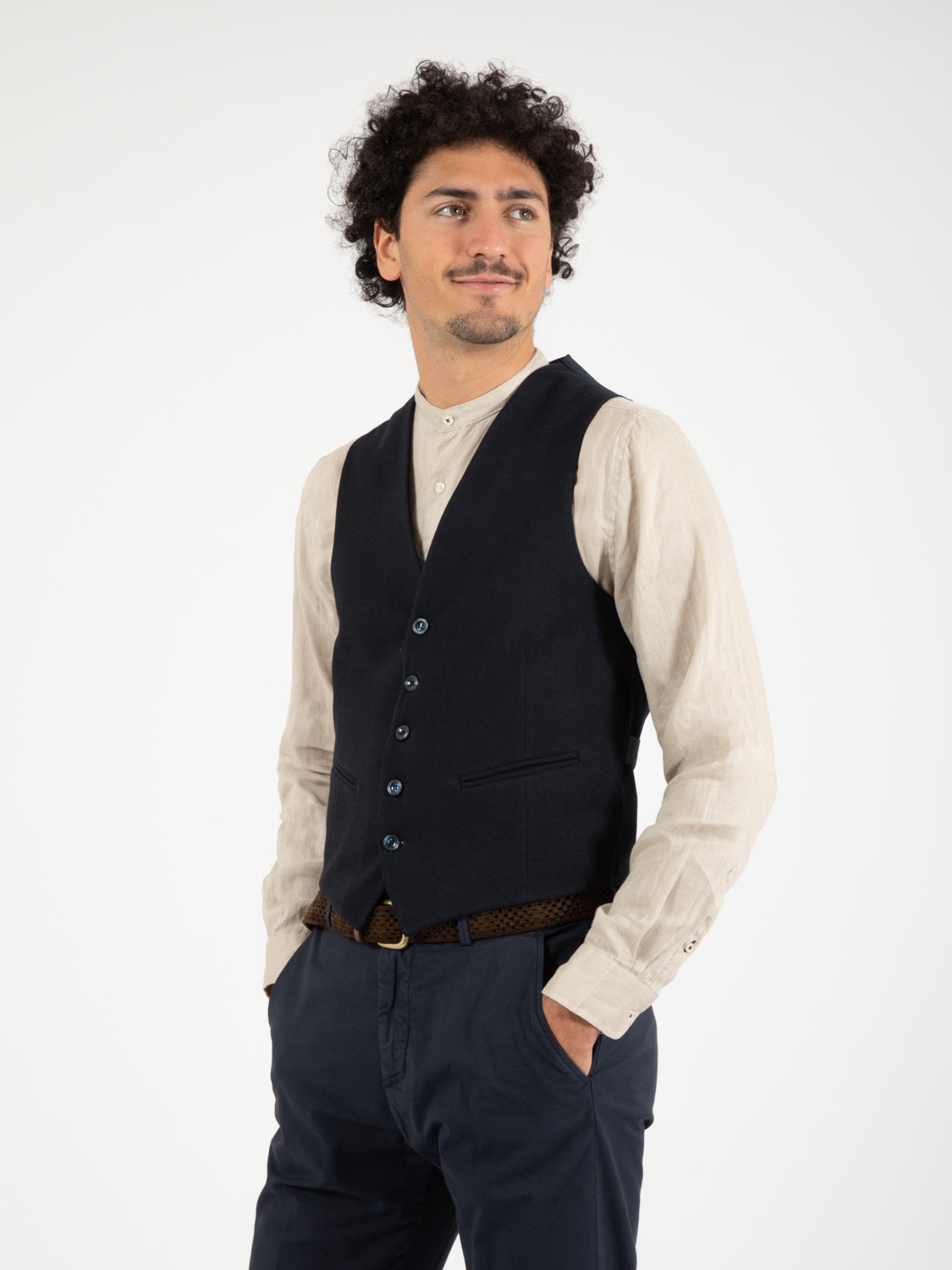 Gilet slim fit blu scuro