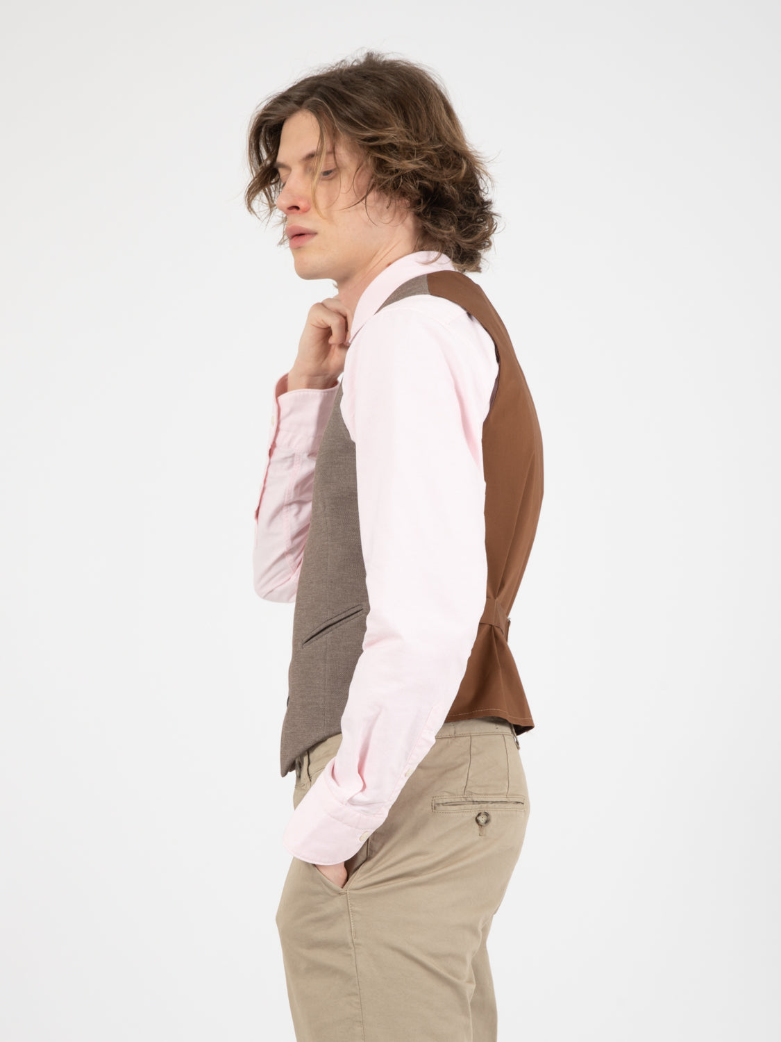 Gilet slim fit tortora