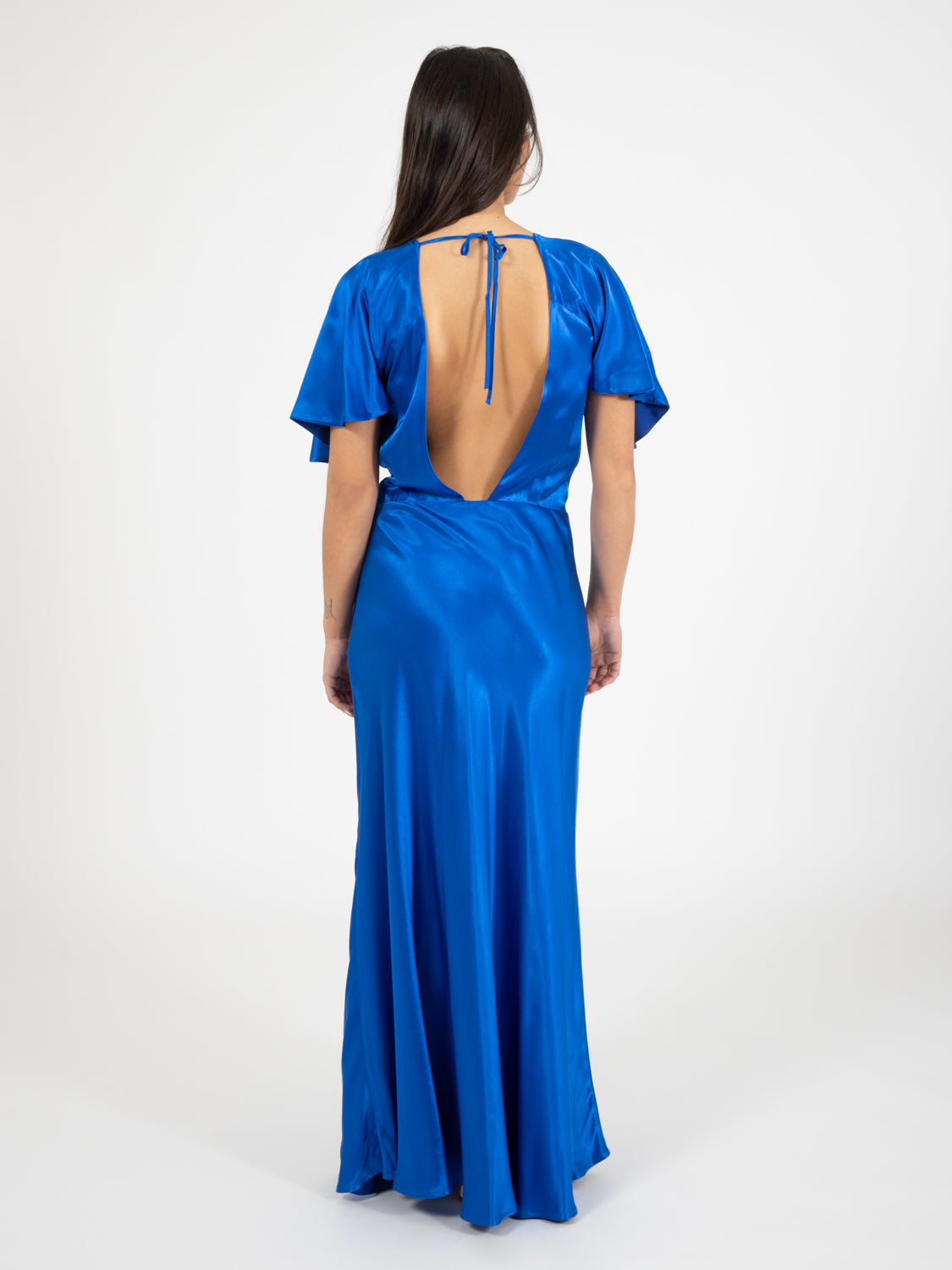 Royal short sleeve long dress
