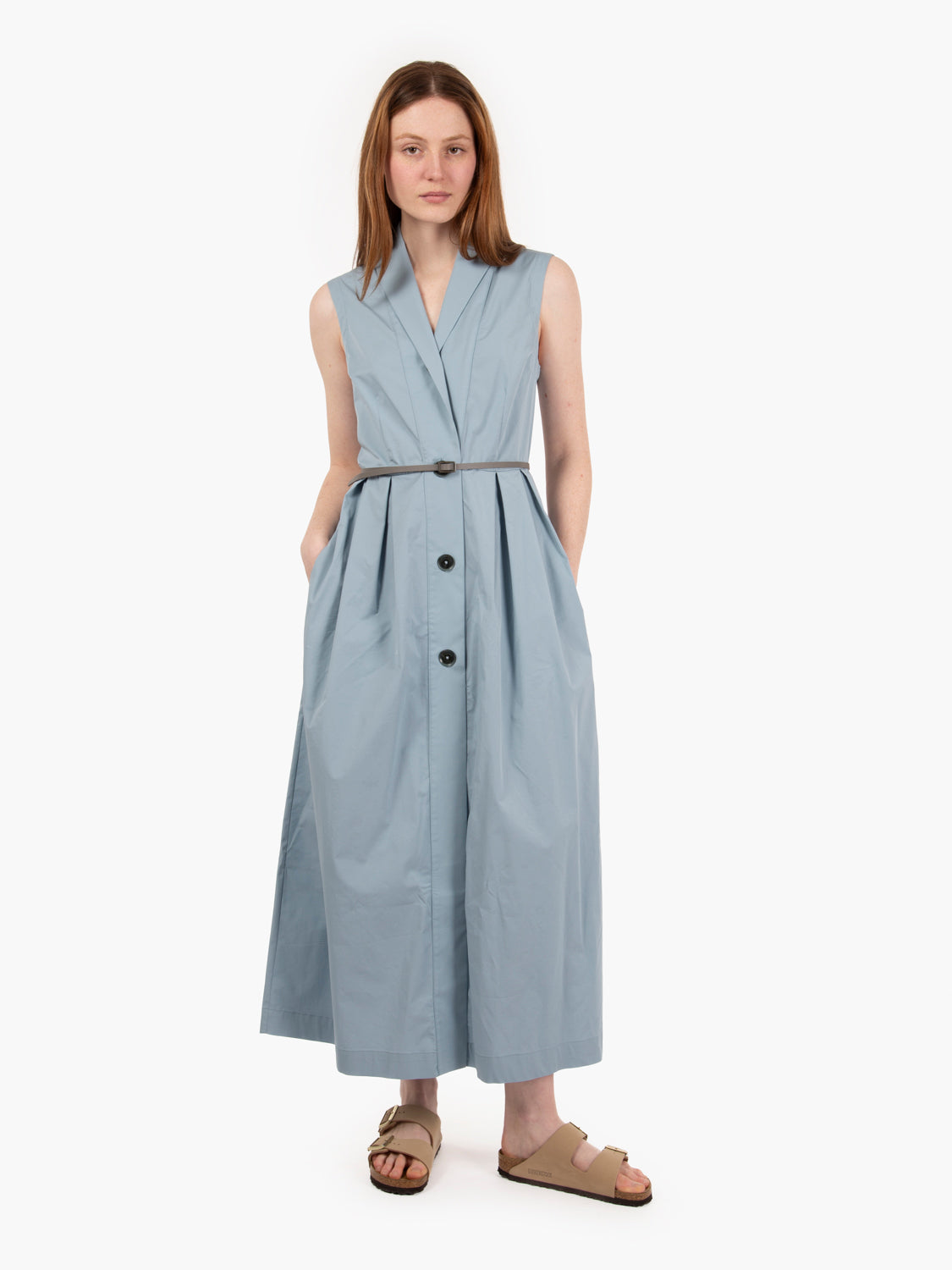 Long dress with blue buttons