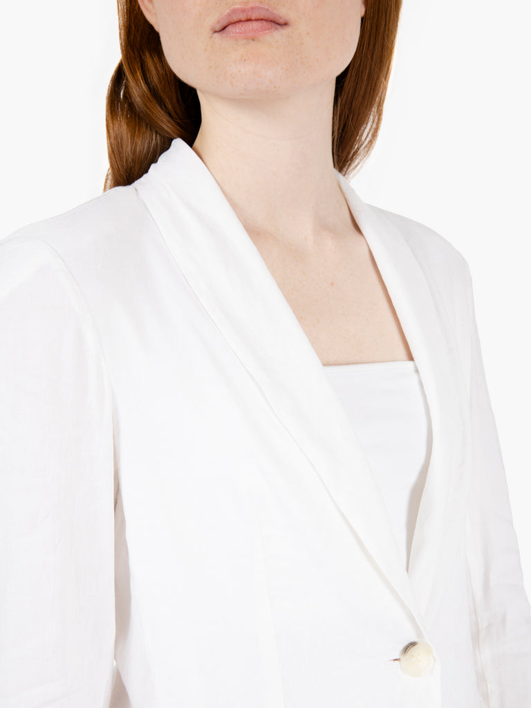 ALESSIA SANTI - Blazer bianco in lino e viscosa