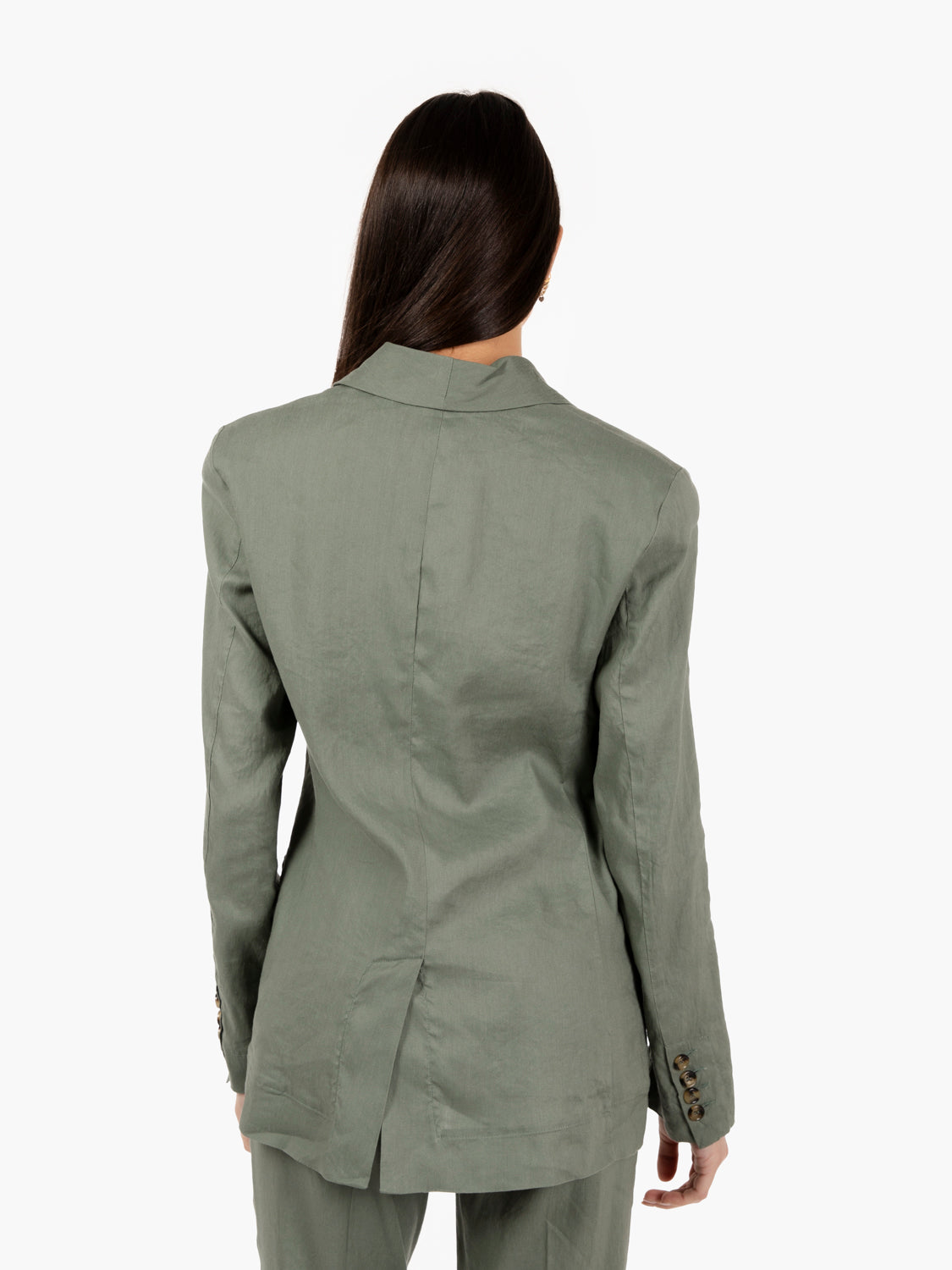 Blazer verde in lino e viscosa