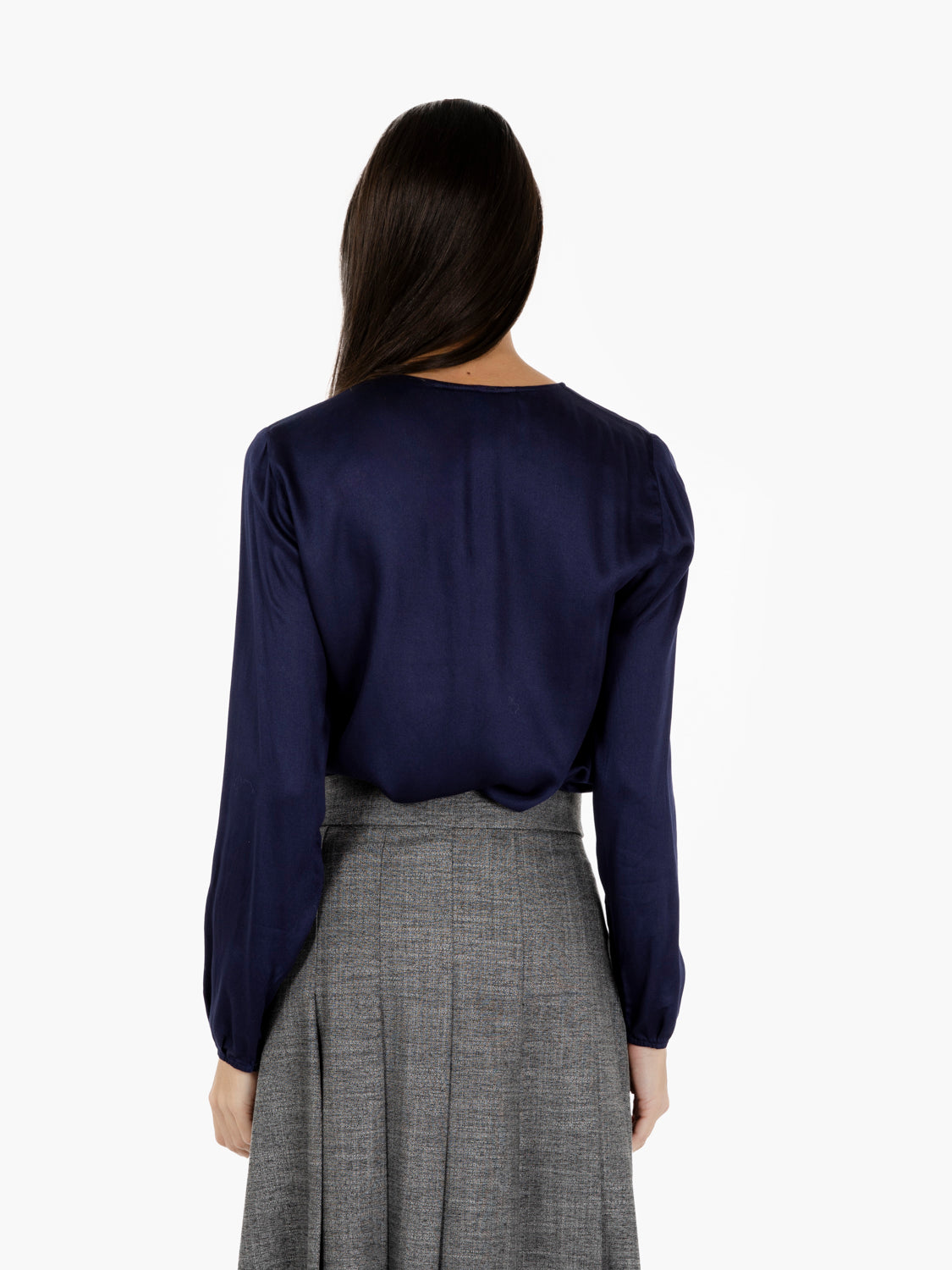 Blue ruffled blouse