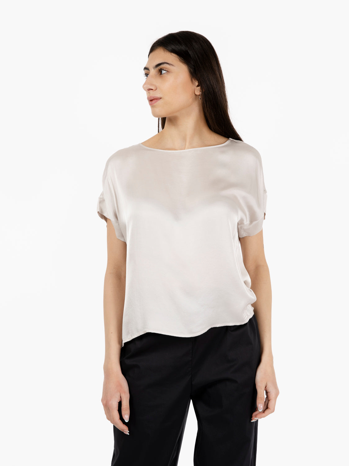 Blusa girocollo cipria