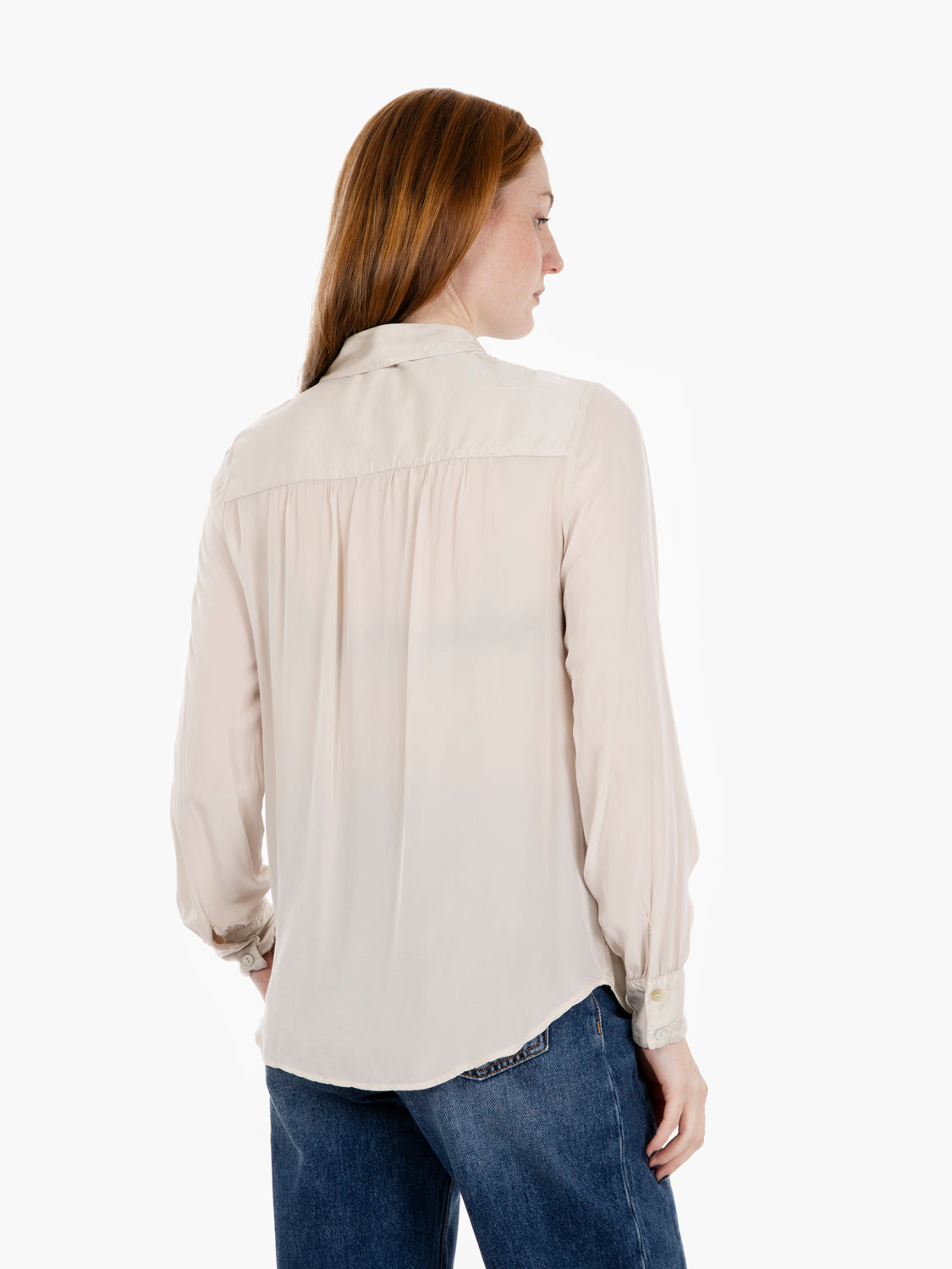 Camicia con fiocco beige