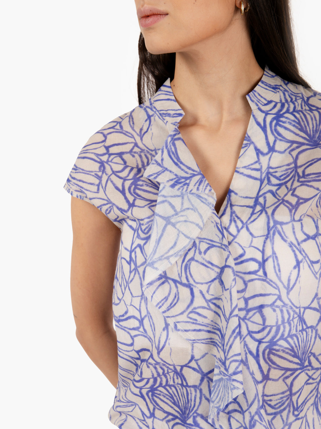 Camicia con volants bluette
