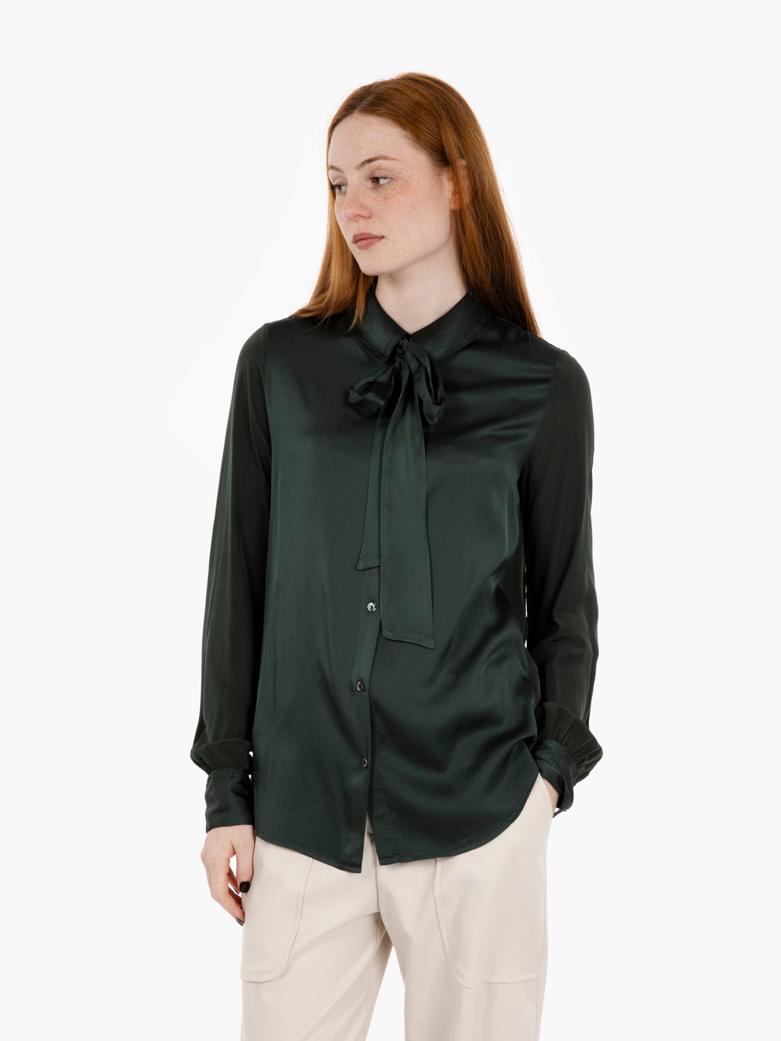 Camicia in viscosa verde