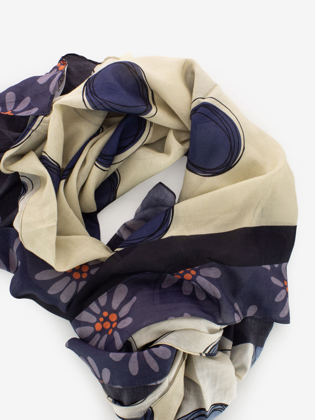 Wine / bluette printed scarf