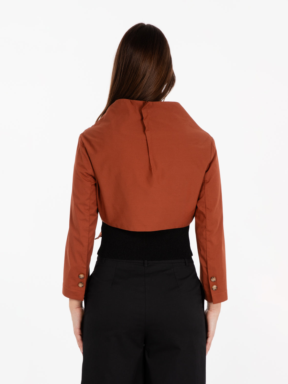 Giacca crop a incrocio marrone