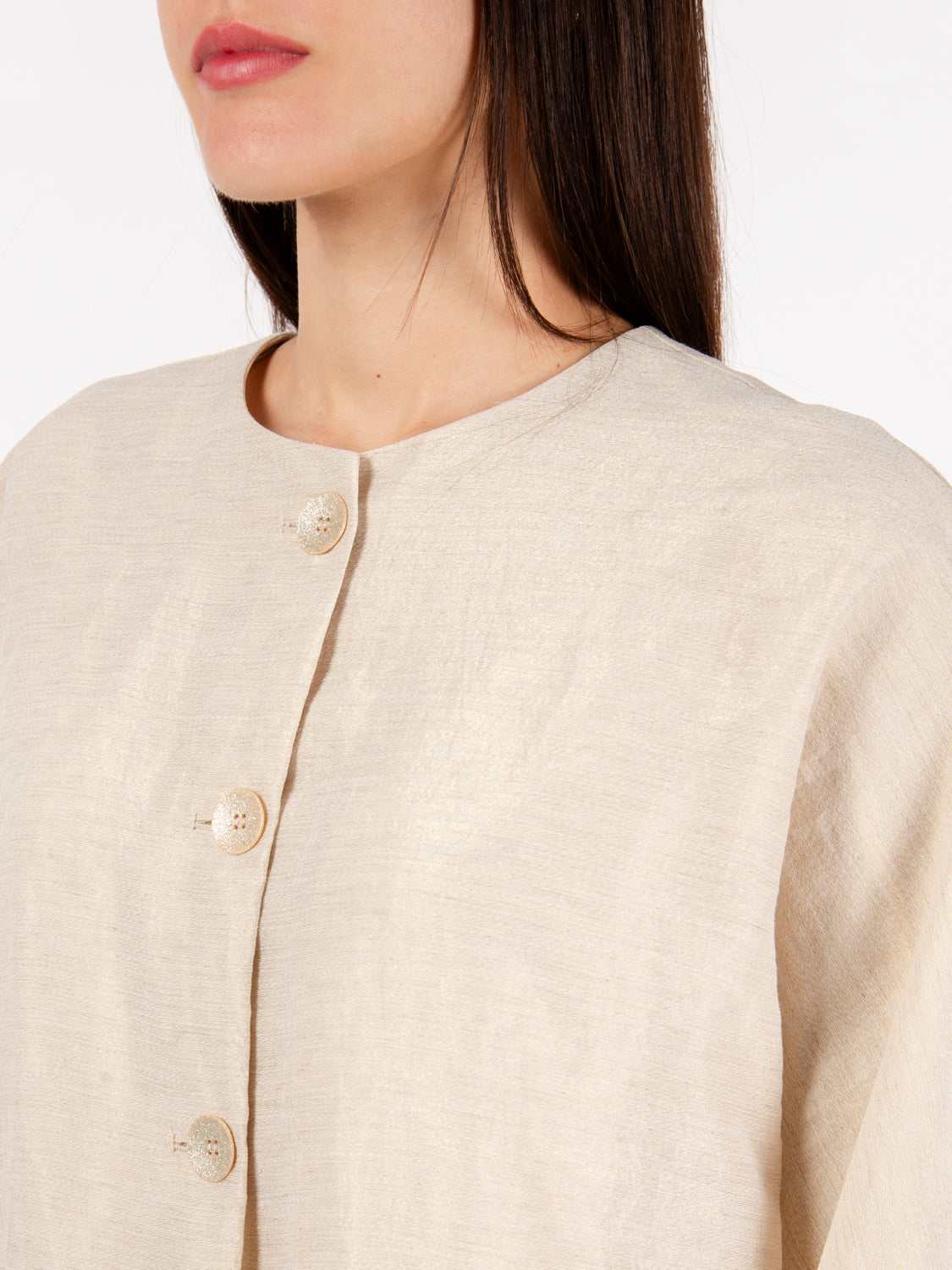 Giacca laminata beige