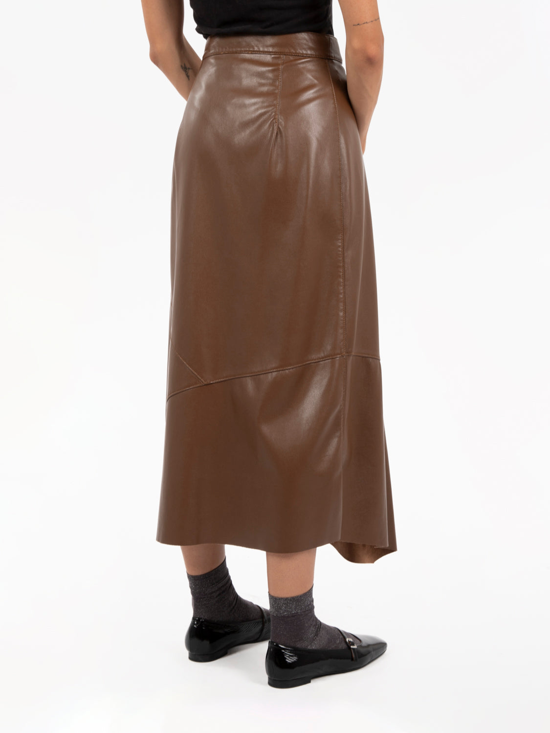 Gonna lunga in ecopelle chocolate