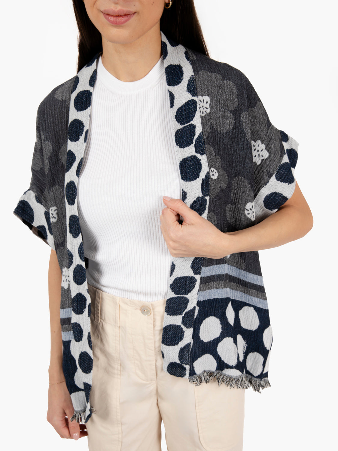 Kimono fantasia floreale grigio