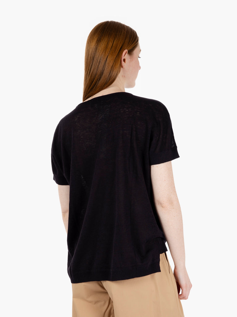 ALESSIA SANTI - Maglia lino e seta nero diamante