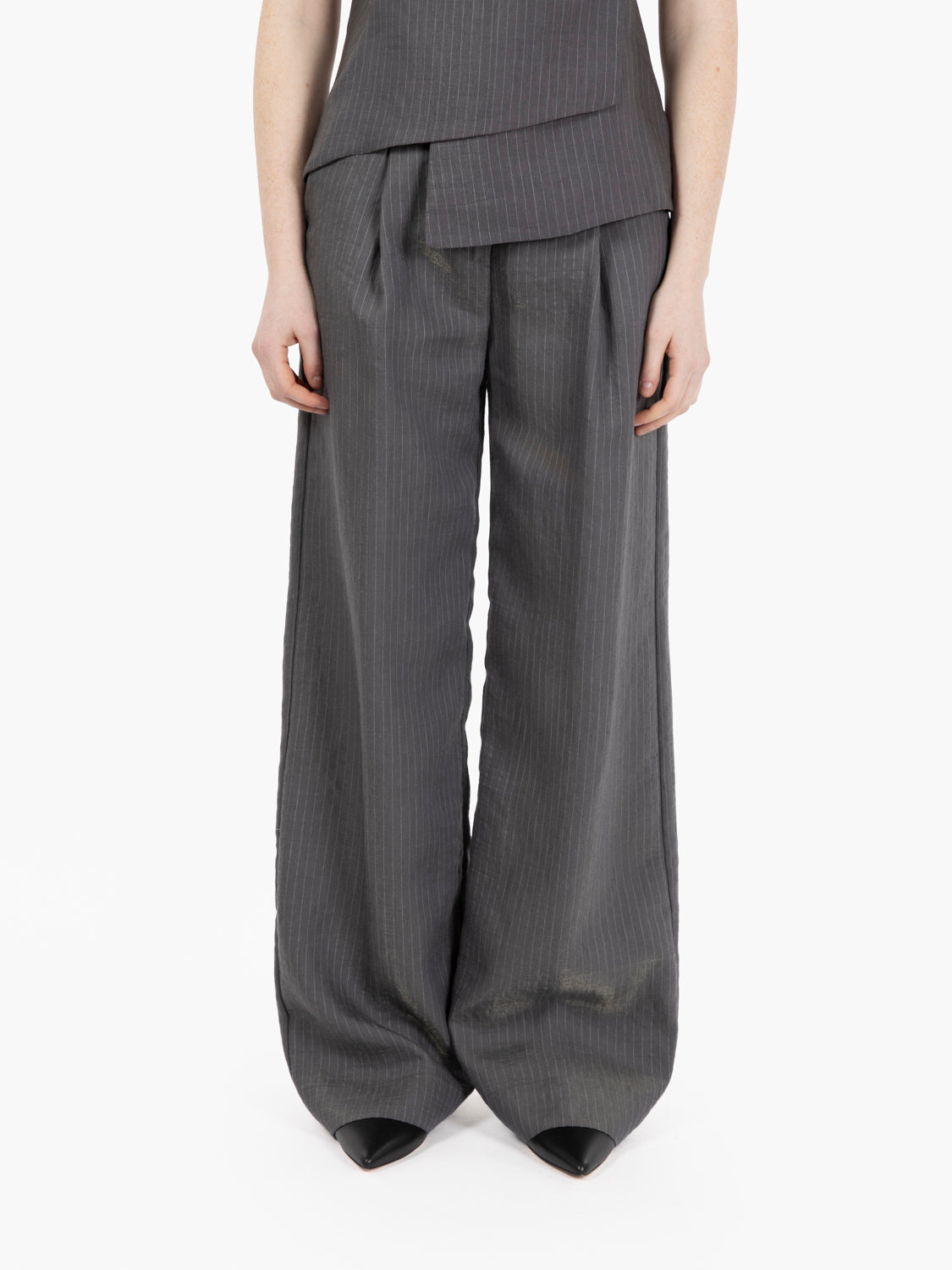 Pantalone palazzo gessato grigio