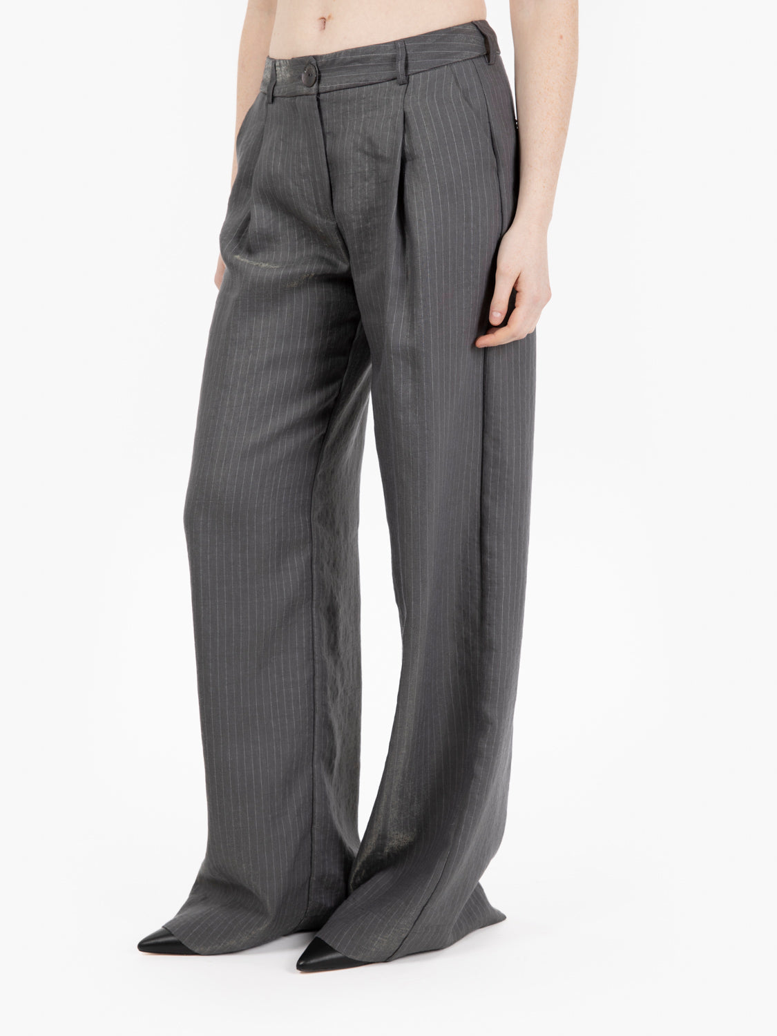 Pantalone palazzo gessato grigio