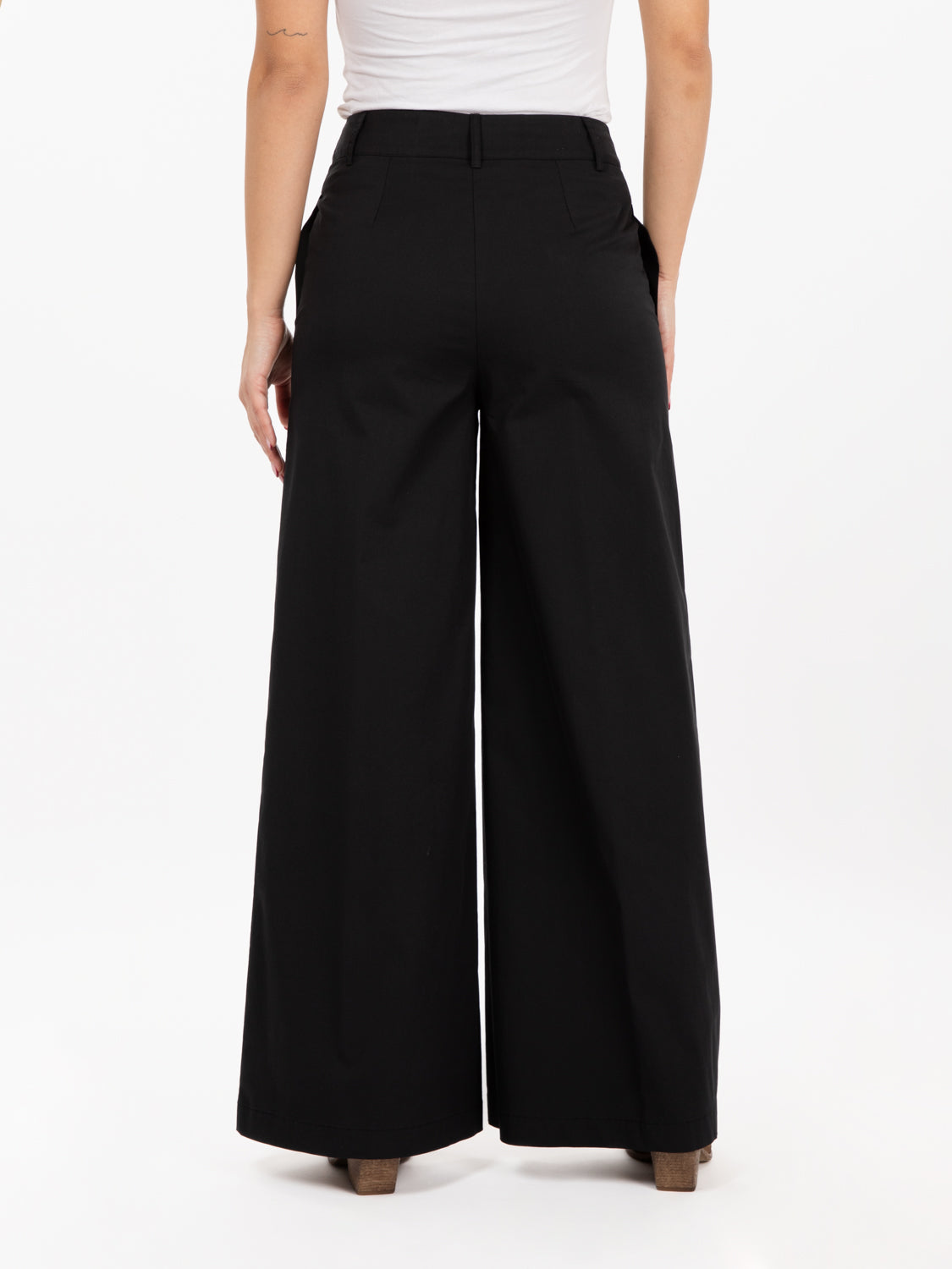 Pantaloni wide nero diamante