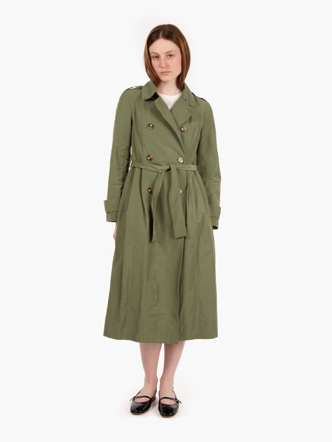Long green trench coat