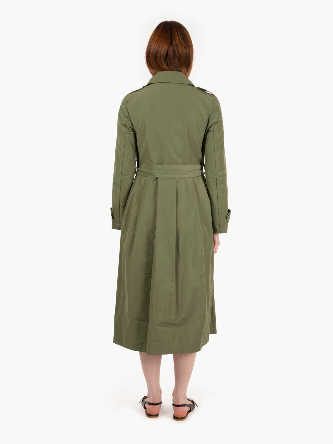 Long green trench coat