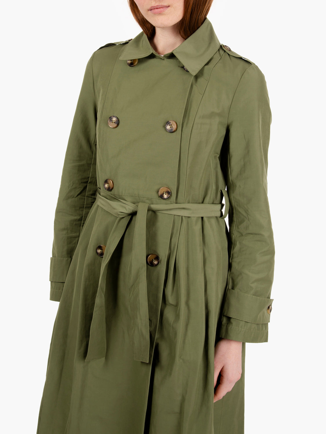 Long green trench coat