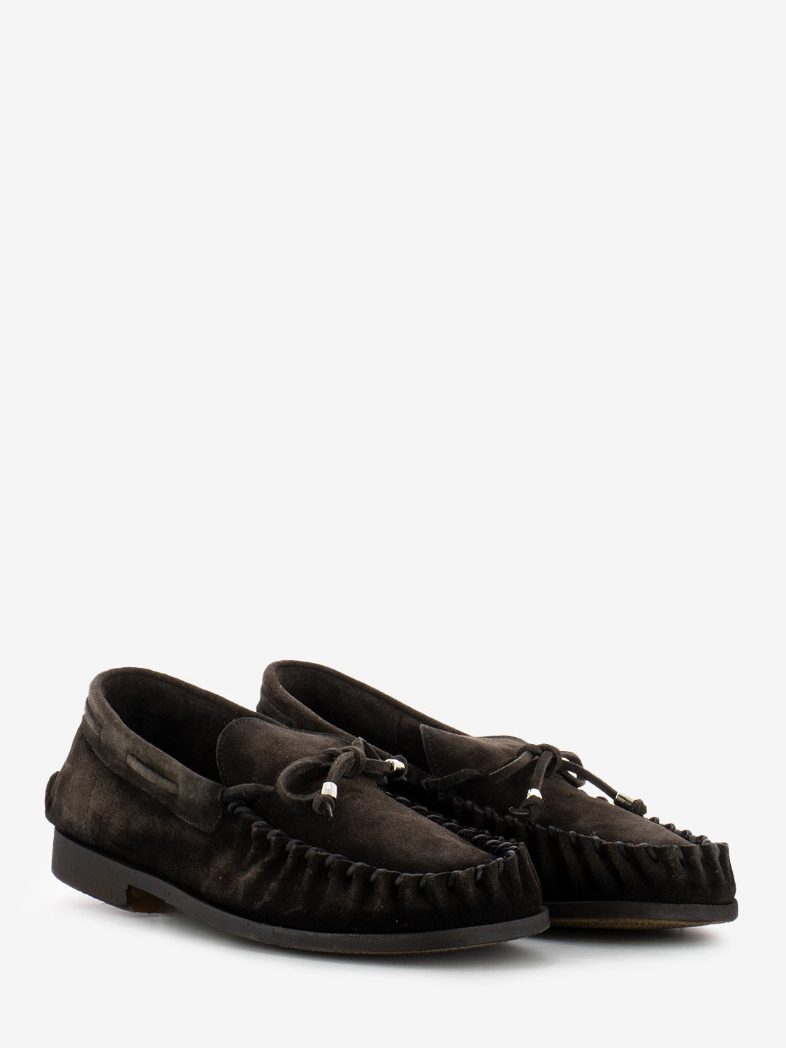 Dark brown suede moccasins